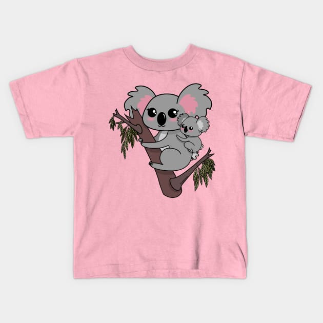 Kawaii koalas mother and baby Kids T-Shirt by Pendientera